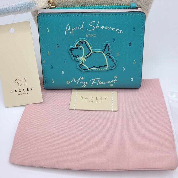 Radley London Turquoise Leather April Showers Small Wallet NWT! NEW! - Picture 1 of 9